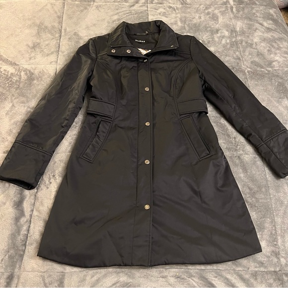 Guess G-III Women’s Black Trench Coat Animal Print Lining Size M - Picture 1 of 9